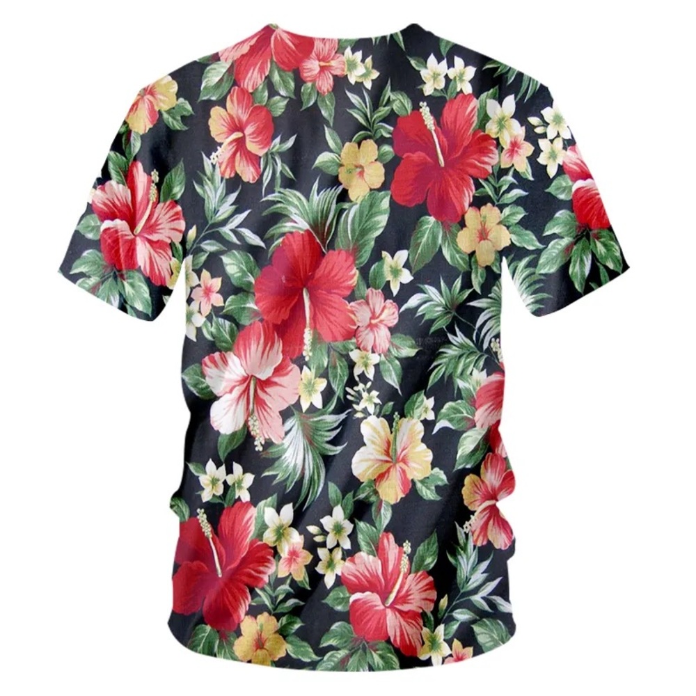 Floral Graphic T-Shirt Red mesh 3D - Picture 8 of 8